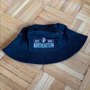 Legacy Northeastern Black Bucket Hat with Red & White Logo